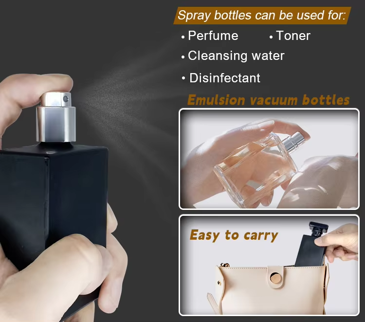 زجاجة عطر زجاجية مربعة سوداء بلورية