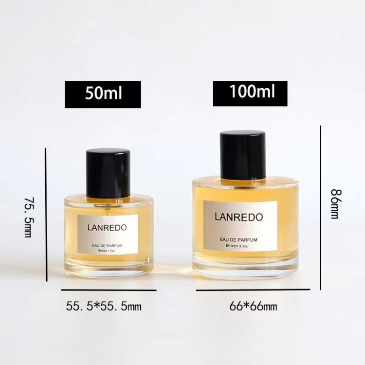 جولة زجاجة رذاذ الزجاج مع زجاجة عطر غطاء خشبي