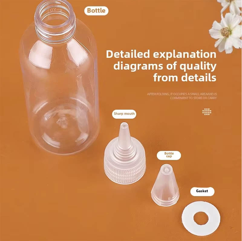 زجاجة ضغط من البولي ايثيلين مع فم مدبب لسوائل الصلصة