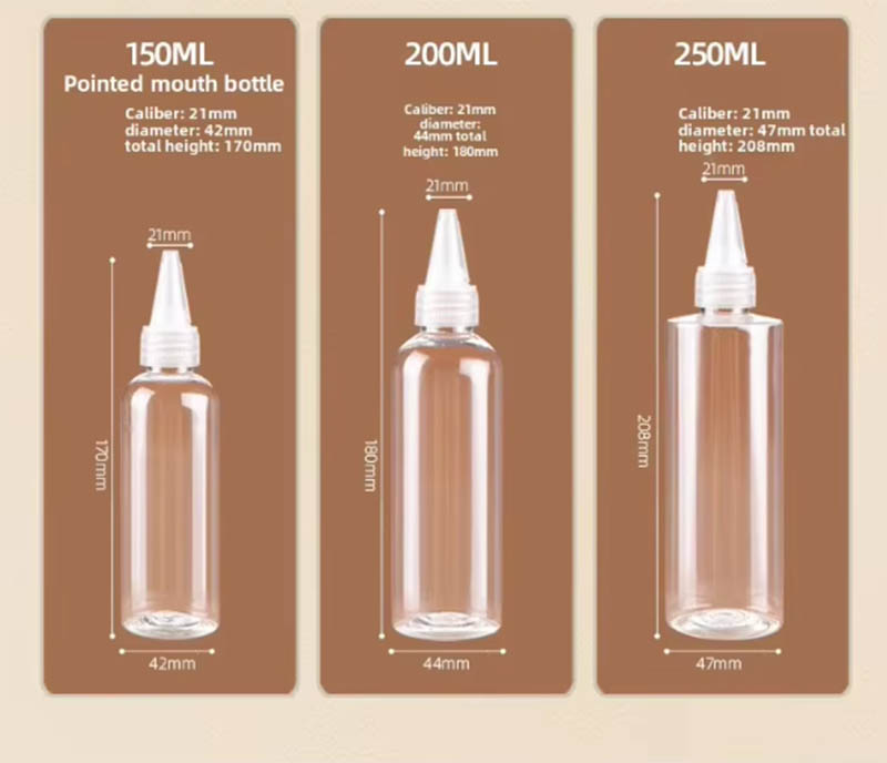 زجاجة ضغط من البولي ايثيلين مع فم مدبب لسوائل الصلصة