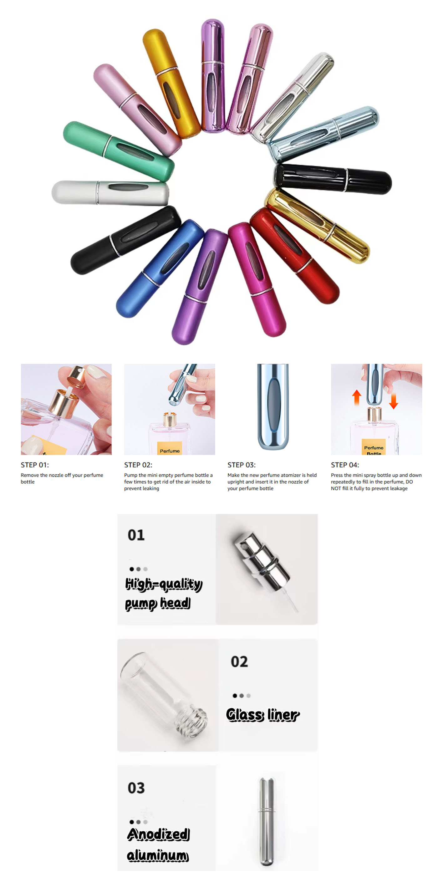 مصغرة أسفل ملء زجاجة عطر على الحركة والتنقل العطر الأساسية