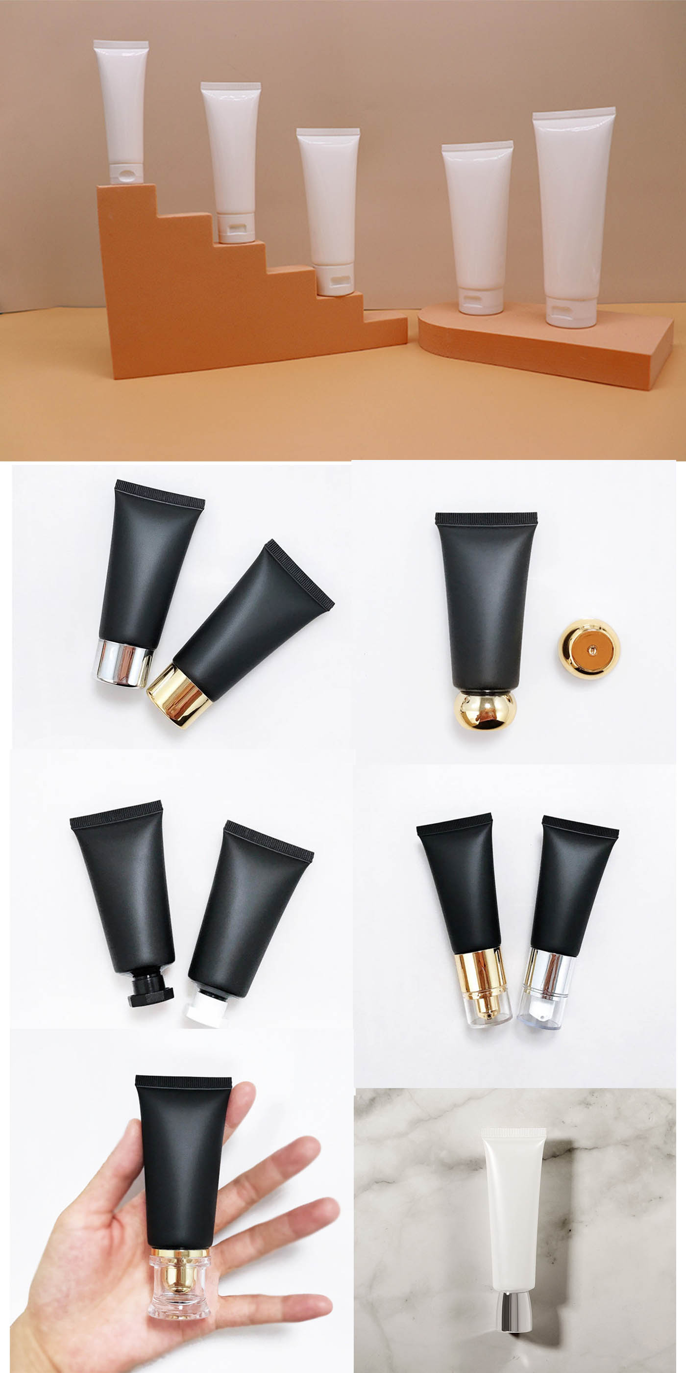 5 مل -120 مل أنبوب مستحضرات التجميل البلاستيكية الناعمة مع خيارات غطاء متعددة